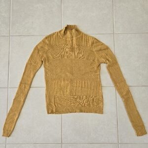 Womens Cotton On Mustard sweater M fitted mock neck long sleeve ribbed solid